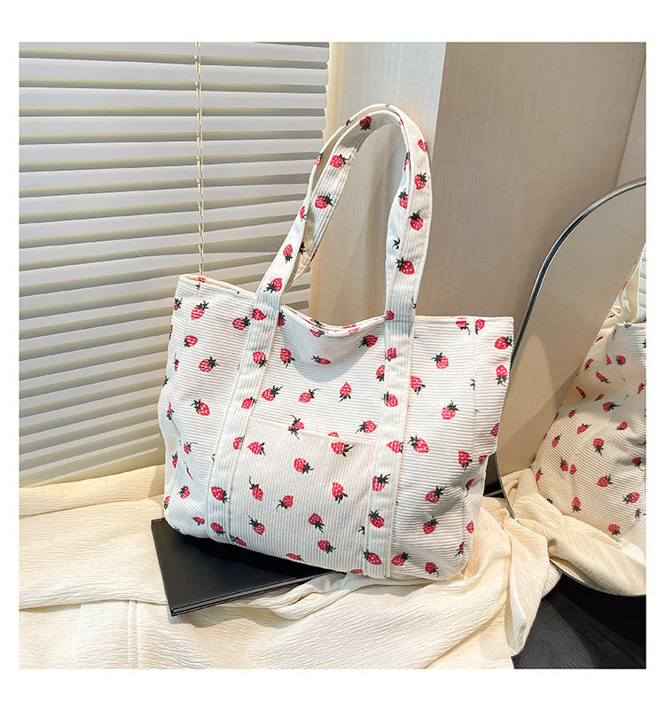 Sevoza Velour Motif Corduroy Carryall Tote