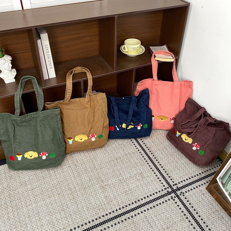 Sevoza Vintage Washed Denim Embroidered Tote