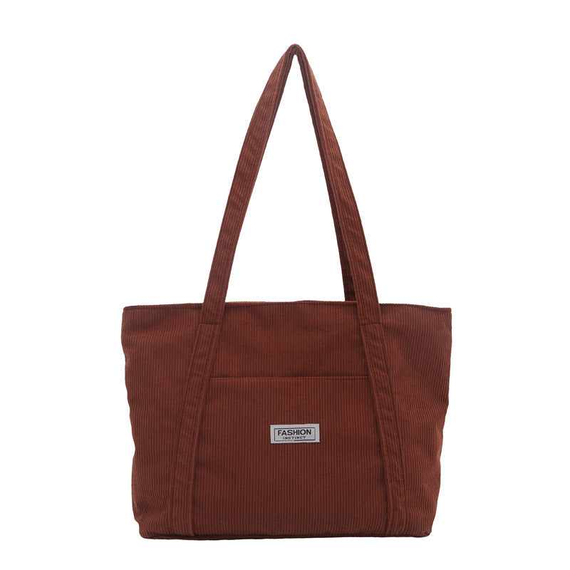 Sevoza Velour Corduroy Minimalist Everyday Tote