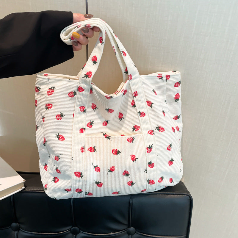 Sevoza Velour Motif Corduroy Carryall Tote