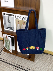 Sevoza Vintage Washed Denim Embroidered Tote thumbnail 17