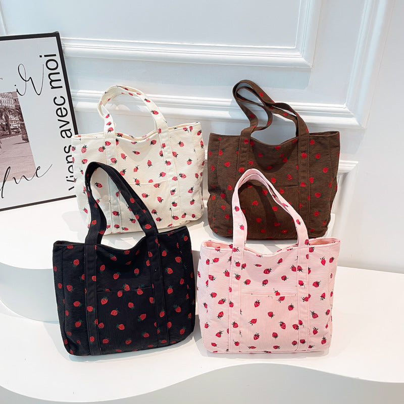 Sevoza Velour Motif Corduroy Carryall Tote