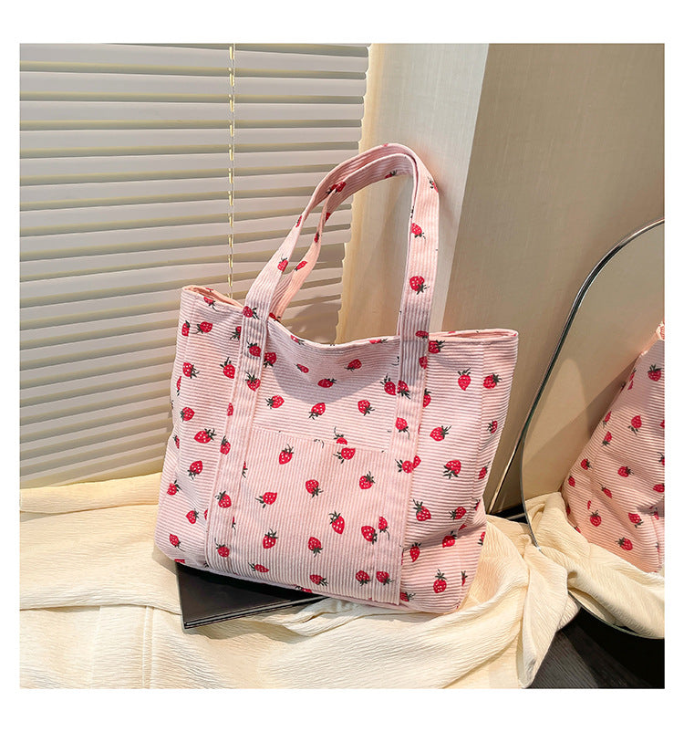 Sevoza Velour Motif Corduroy Carryall Tote