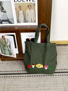 Sevoza Vintage Washed Denim Embroidered Tote thumbnail 12