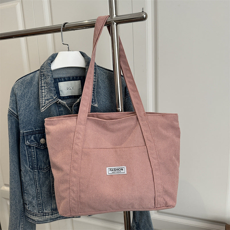 Sevoza Velour Corduroy Minimalist Everyday Tote