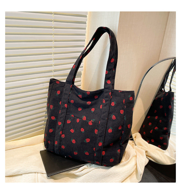Sevoza Velour Motif Corduroy Carryall Tote