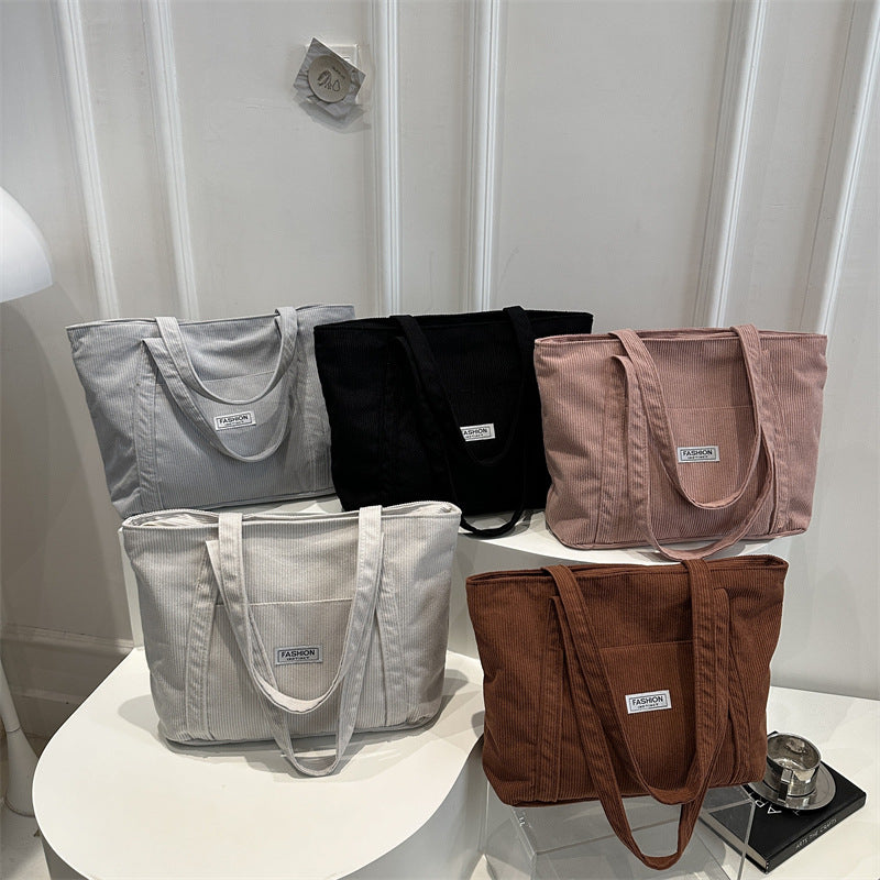 Sevoza Velour Corduroy Minimalist Everyday Tote