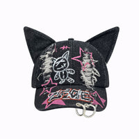 Sumi Distressed Kitty Baseball Cap