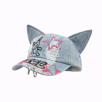 Sumi Distressed Kitty Baseball Cap
