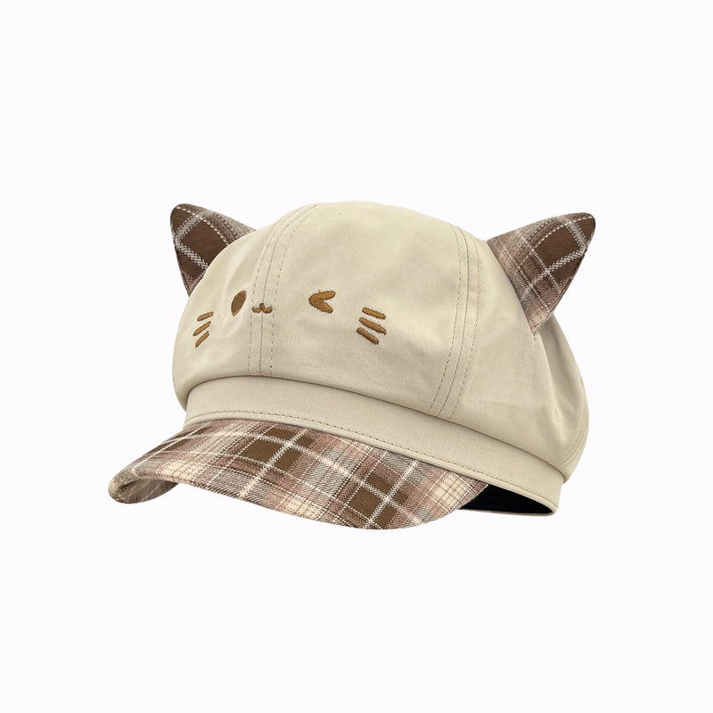 Kumi Plaid Cat Ear Cap