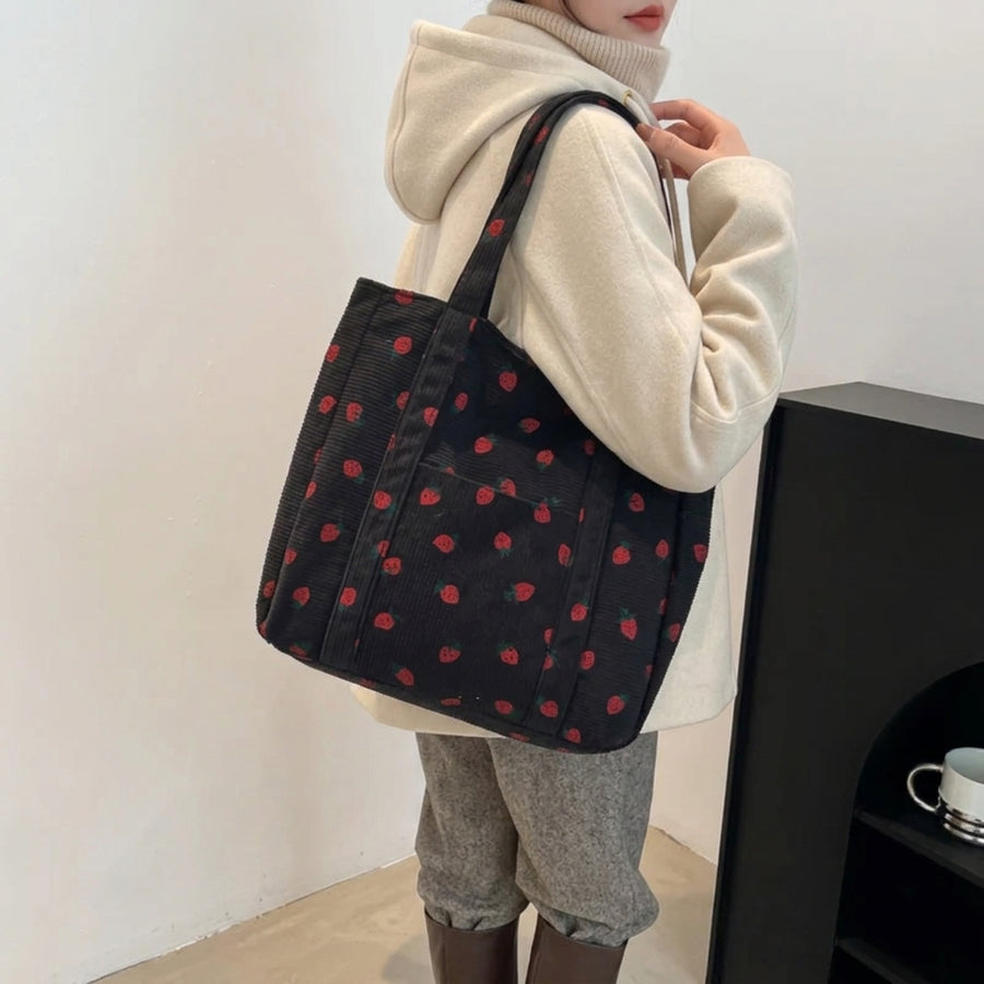 Sevoza Velour Motif Corduroy Carryall Tote