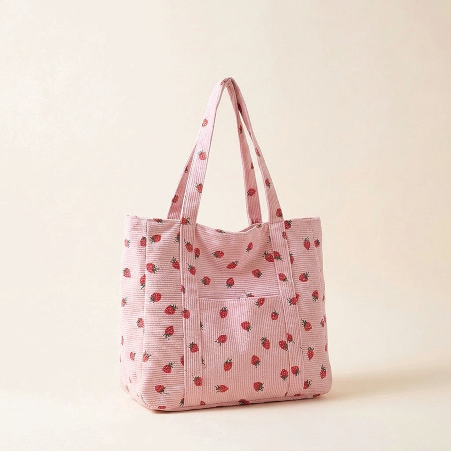 Sevoza Velour Motif Corduroy Carryall Tote