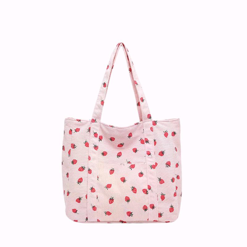 Sevoza Velour Motif Corduroy Carryall Tote