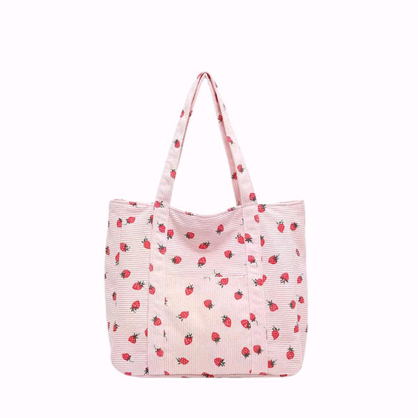 Sevoza Velour Motif Corduroy Carryall Tote