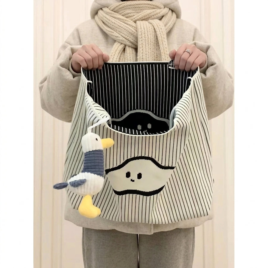 Sevoza Celeste Striped Knit & Canvas Convertible Tote